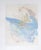 Small late 20th century blue and metallic gold on onion skin type paper abstract bird painting attributed to Eva Bouzard-...