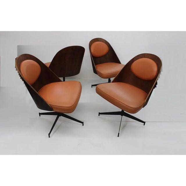 Mid Century Modern Bent Plywood and Vinyl Dining Chairs For Sale - Image 4 of 13