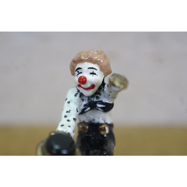 1984 Ron Lee Signed 24k Gold Dancing Polka Dot Clown Sculpture Onyx 4" For Sale - Image 9 of 13