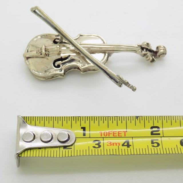 Vintage Italian Handmade Silver Violin with Arc, Tuscany, 1980s For Sale - Image 11 of 12