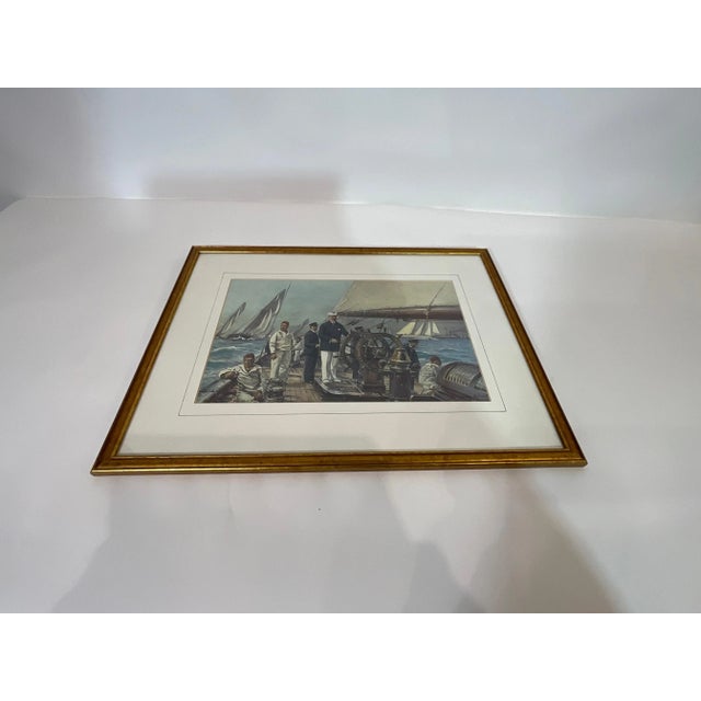 1970s Yachting Print showing Yacht Meteor For Sale - Image 5 of 7