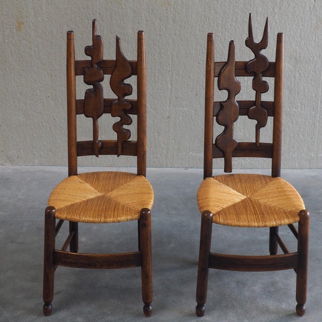 Sculptural Brutalist High-Back Chairs, 1960s, Set of 2 For Sale - Image 4 of 14