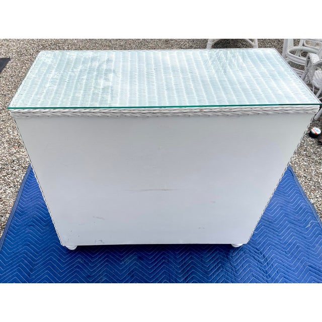 Mid 20th Century Wicker Chest of Drawers in Fresh White Lacquer With