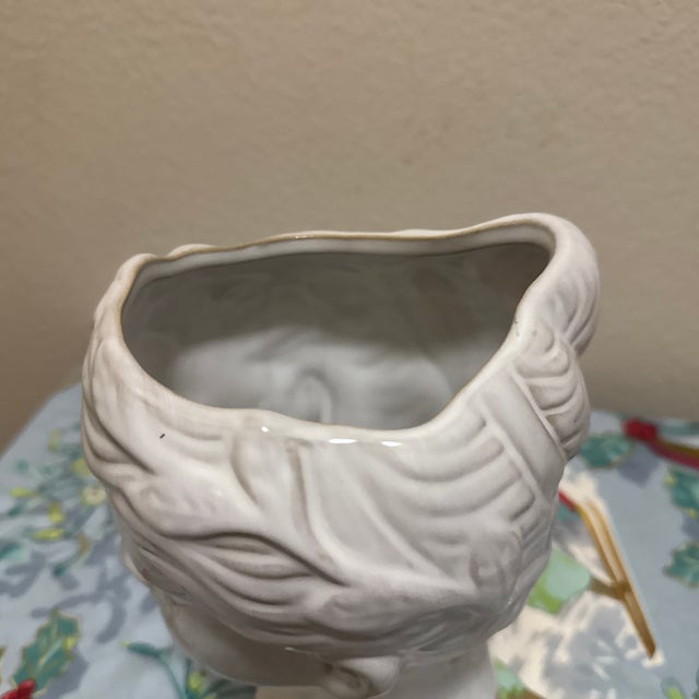 Contemporary White Glossy Ceramic Female Bust Planter Vase For Sale - Image 4 of 7