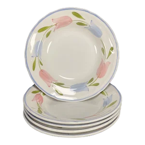 Vintage Ceramica Quadrifoglio Hand Painted Set of 5 Soup Salad Bowls Italy