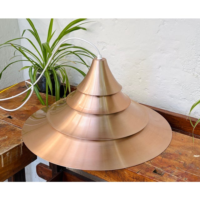 Copper Pagoda Pendant Lamp from Nordisk Solar, 1980s For Sale - Image 8 of 13