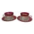 Tiffin-Franciscan King's Crown Pattern Cups and Saucers With a Ruby/Cranberry Flashed Rim - Setting for 2 For Sale