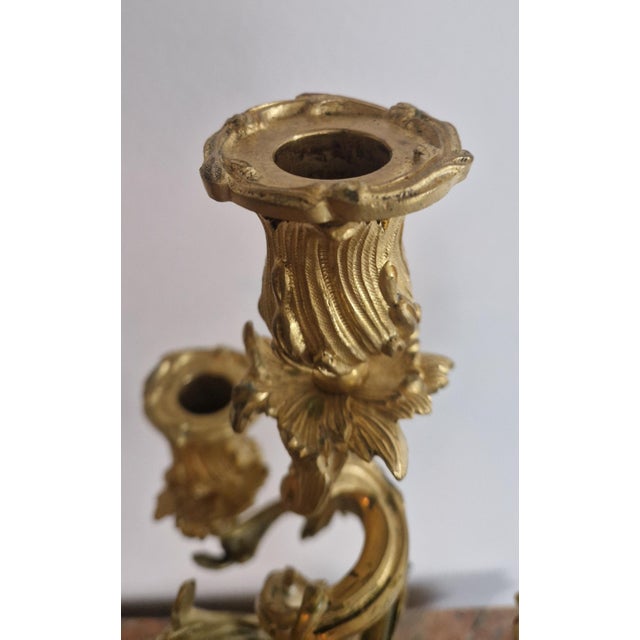 Gold Antique Louis XV Candleholders in Gilt Bronze, Set of 2 For Sale - Image 8 of 18