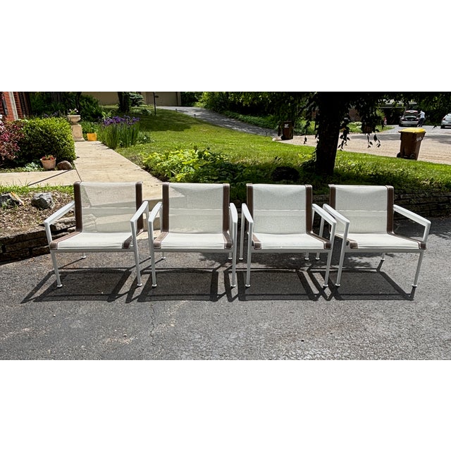 These authentic Richard Schultz 1966 Lounge Chairs with arms were manufactured in 2014 by Knoll.This set of four is in the...