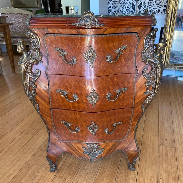 1970s Bombay Ormolu Style Chest With Marble Top** Chairish