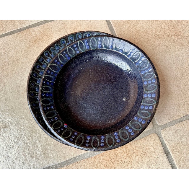 Black Studio Ceramic Art Plates with Modernist Decor, Germany, 1960s, Set of 2 For Sale - Image 8 of 18