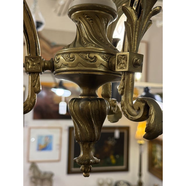 Art Nouveau Four Light Cherub Chandelier, Early 20th Century For Sale - Image 10 of 12