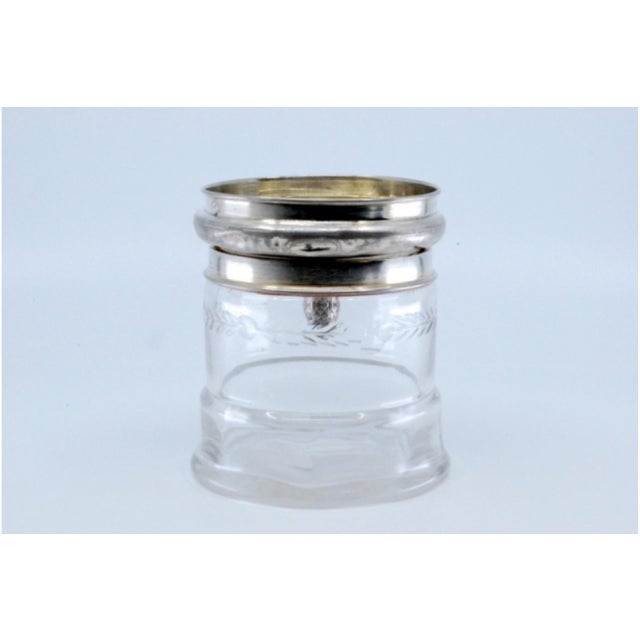 Glass Bottle with Embossed Silver Lid and Pine Cone-Shaped Handle For Sale - Image 5 of 11