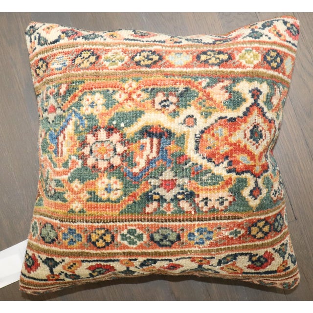 Pillow made from a border of a persian Mahal Rug Pillow