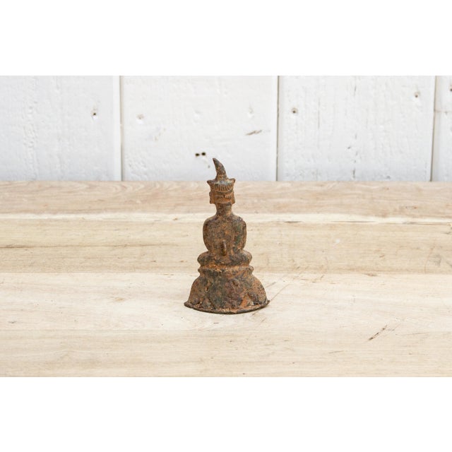 19th Century Antique Miniature Patinated Burmese Buddha For Sale - Image 5 of 9