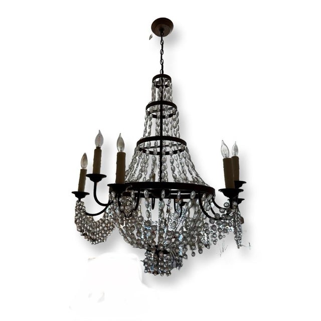 Antique Italian in Oxide Patina Bronze and Crystals For Sale - Image 4 of 4