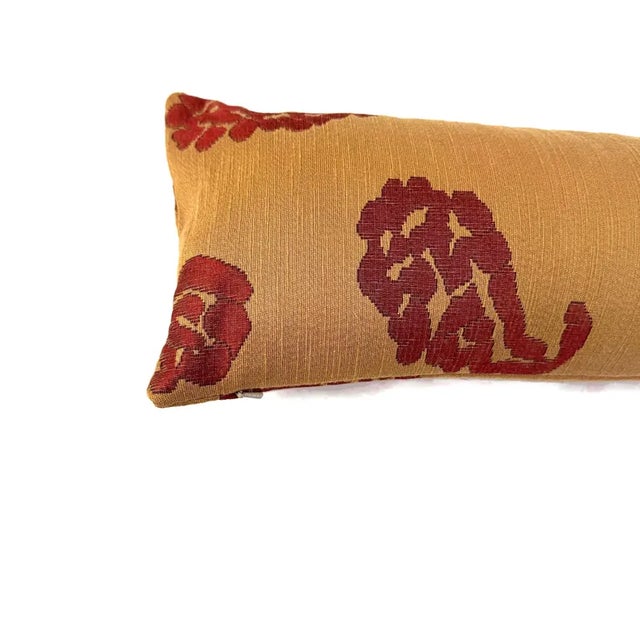 Traditional Scalamandre Katmandu in Gold and Red Lumbar Pillow Cover -Gold and Red Paisley Rectangle Cushion Cover For Sale - Image 3 of 5