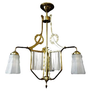 Antique Art Nouveau French Ceiling Lamp For Sale