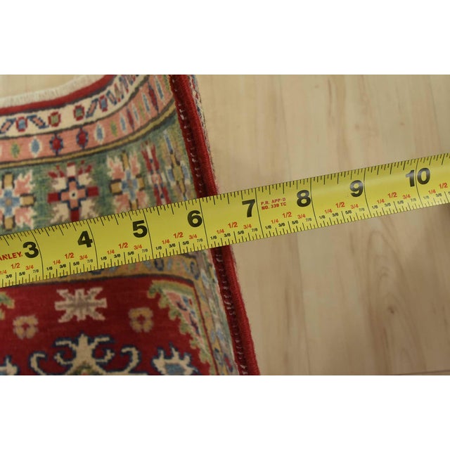 Kazak Runner 2’8” X 6’6” Red Wool Tribal Hand-Knotted Oriental Rug For Sale - Image 10 of 12