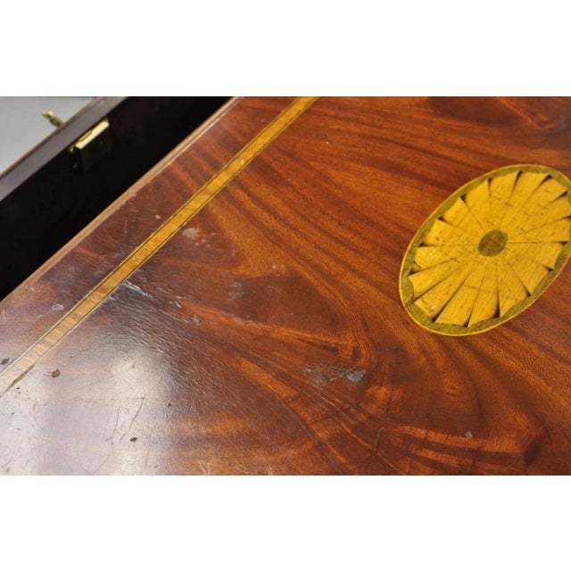 Vintage English Edwardian Style Mahogany Pinwheel Inlay 3 Drawer Dresser Chest For Sale - Image 11 of 12