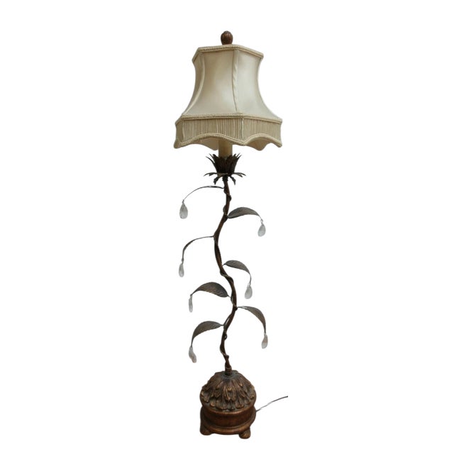 Italian 1980s Fine Arts Lamps Gold Gilt Italian Metal Wine Acanthus Table Lamp Light B For Sale - Image 3 of 11
