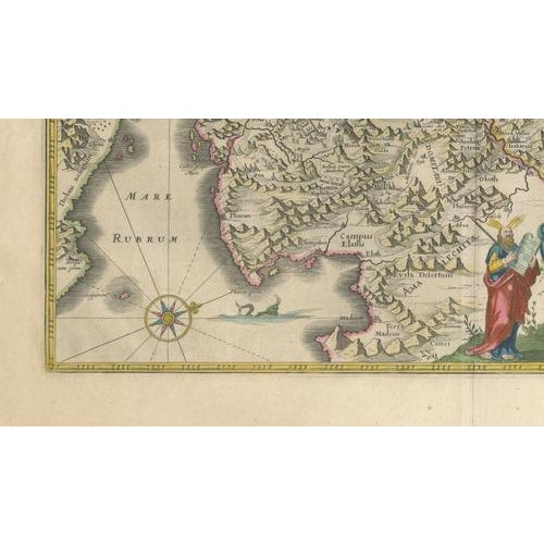 Antique Blaeu Holy Land Map Terra Sancta Palestina, 1629 For Sale - Image 5 of 10