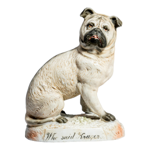 Amazing Antique Hand Painted English Pug Dog Porcelain Figurine Statue