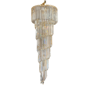 1960/1970s Vintage Italian Murano Glass Spiral Triedri Chandelier