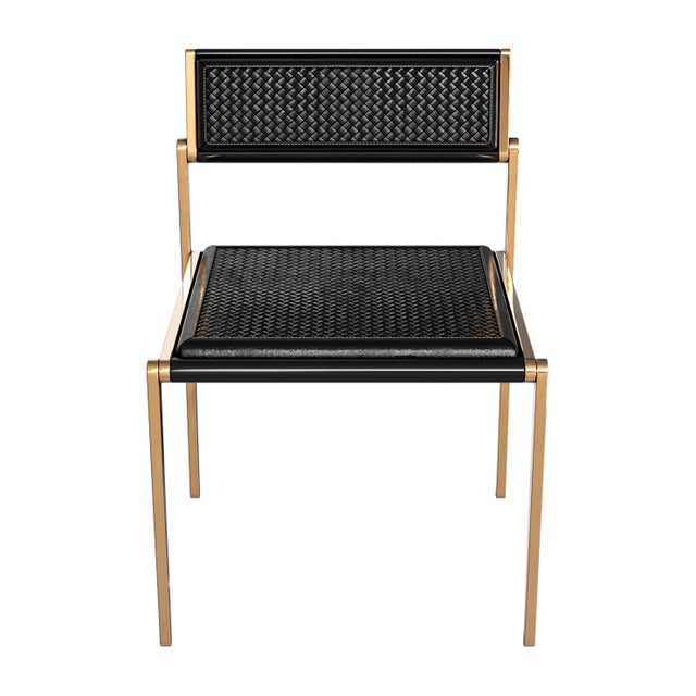 "Gala" Chair, With Bronze and Woven Leather, Tailor Made For Sale - Image 4 of 9