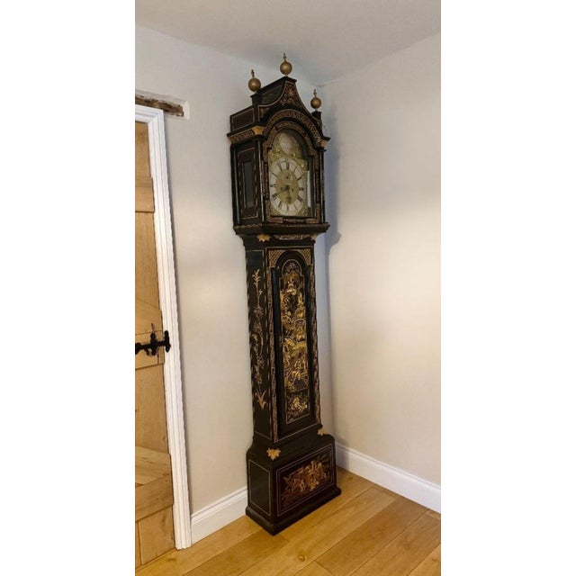 Early 19th Century Antique George III Lacquered and Chinoiserie Longcase Clock, 1800 For Sale - Image 5 of 7
