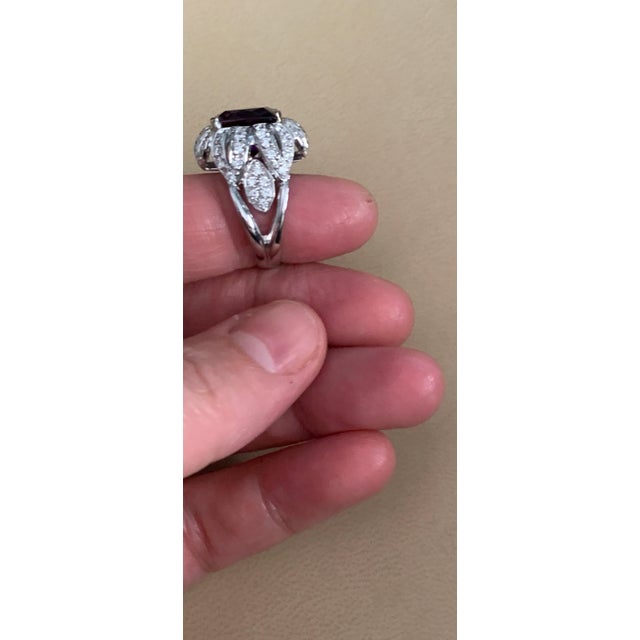 6.5 Carat Amethyst And 1.5 Carat Diamond Ring 18 Karat White Gold, 1970s, Italy For Sale - Image 13 of 18