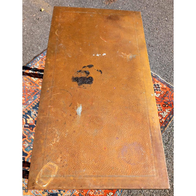 Early 20th Century Arts and Crafts Copper Clad Top Spanish Jacobean Revival Sofa Table For Sale - Image 9 of 18