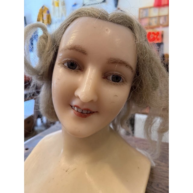 1900 - 1909 1900s Antique Wax Mannequin Head / French Store Display For Sale - Image 5 of 7