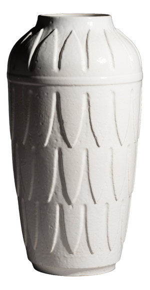 White Ceramic Model 8040 Relief Floor Vase from Bay Keramik, West Germany, 1960s-1970s