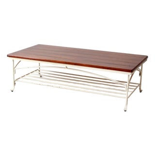 Vintage Wood and Iron Coffee Table For Sale