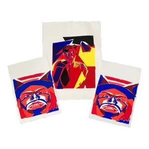 1970’s 3 Pop Art Abstract Colorful Wood Block Prints-Set of 3