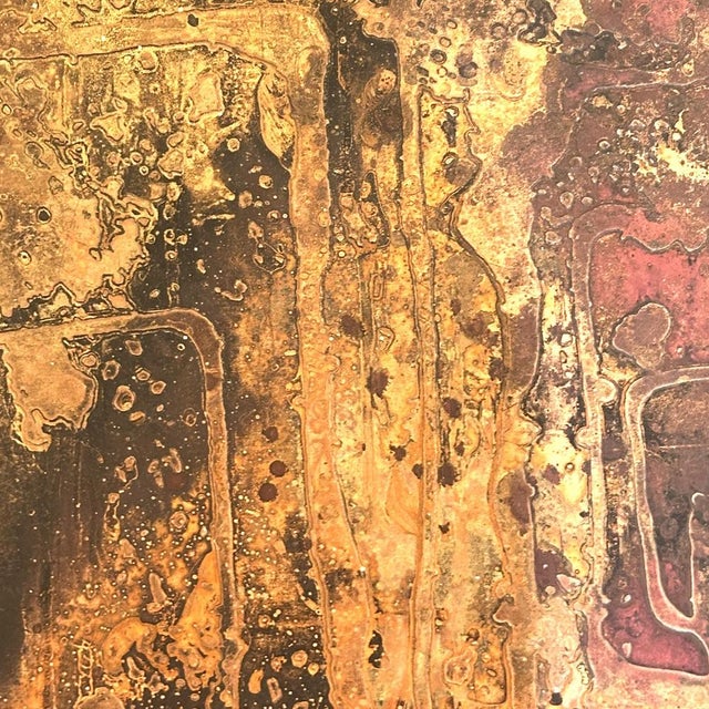 Copper Brutalist Coffee Table with Etched Copper Top attributed to Bernhard Rohne, 1960s For Sale - Image 8 of 12