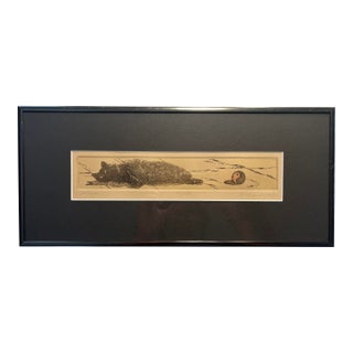 1970s Richard Volpe Catnap Limited Edition Intaglio Etching 50/180 Signed Framed For Sale