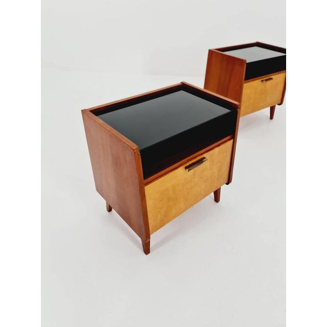 Mid-Century German Nightstands / Bedside Tables with Glass Tops from Wk Möbel, 1960s, Set of 2 For Sale - Image 4 of 11