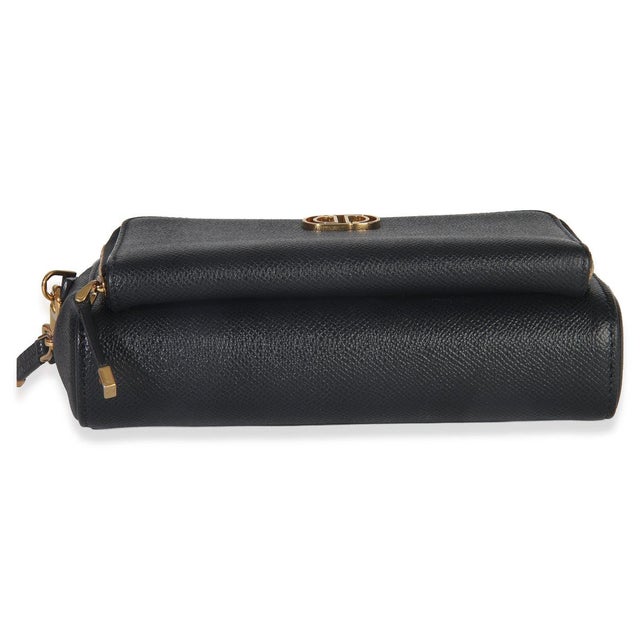 2020s Black Grained Calfskin Caro Double Pouch For Sale - Image 5 of 9