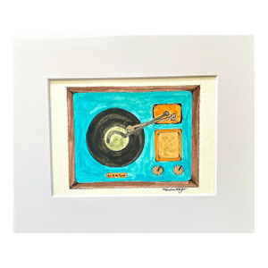 Vintage Record Turntable Watercolor Painting by Sandra Wright