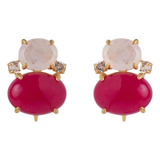 Agnes Studs, Red, Pierced For Sale