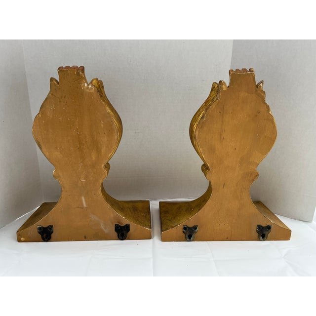 Mid 20th Century Gold Carved Wood Wall Brackets a Pair For Sale - Image 5 of 10