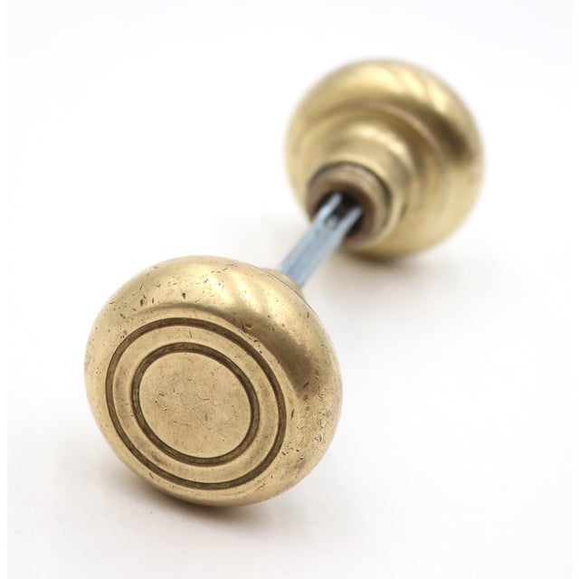 Vintage Concentric Brass Finish Passage Door Knob Set For Sale - Image 6 of 9