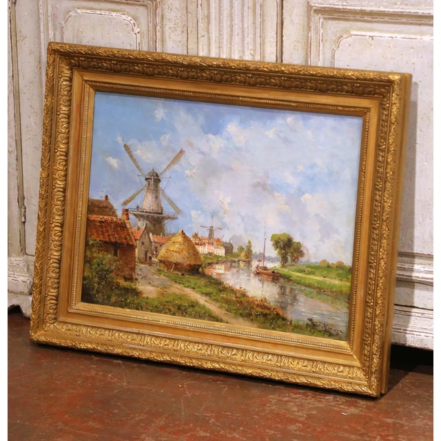 This antique 19th century French oil on canvas landscape painting, dating to circa 1890, is by Gustave Mascart (1834–1914)...