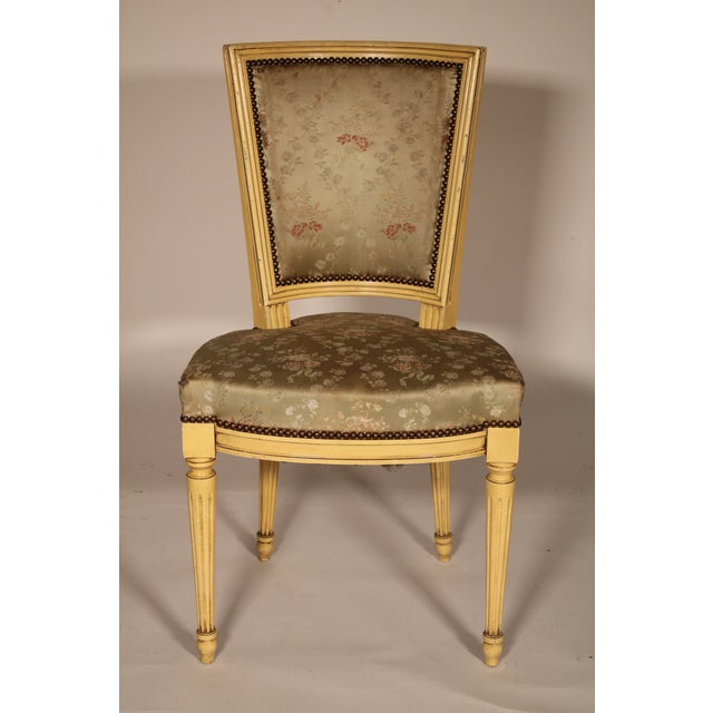 Set of 6 Louis XVI Style Painted Dining Chairs For Sale - Image 4 of 12