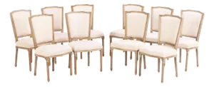 A Set of Ten Modern Louis XVI-Style Cerused Wood Dining Chairs