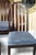 Set of 4 Oak Arched Dining Chairs With Blue Velvet Upholstered Seats For Sale - Image 11 of 16