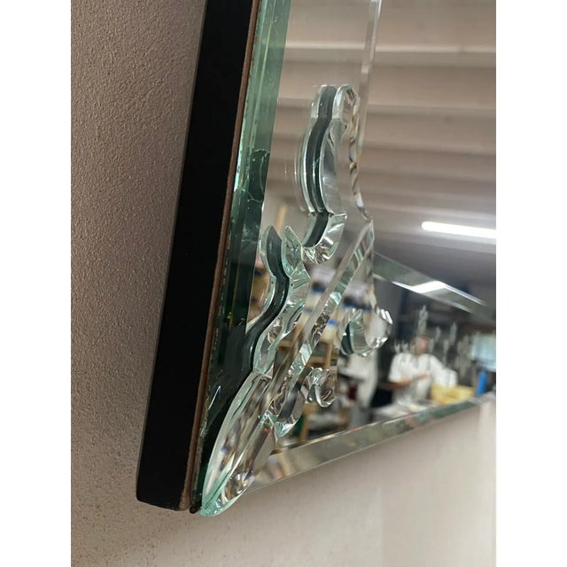 2000 - 2009 Elegant Italian-Style Rectangular Wall Mirror With Hand-Carved Venetian Frame For Sale - Image 5 of 7