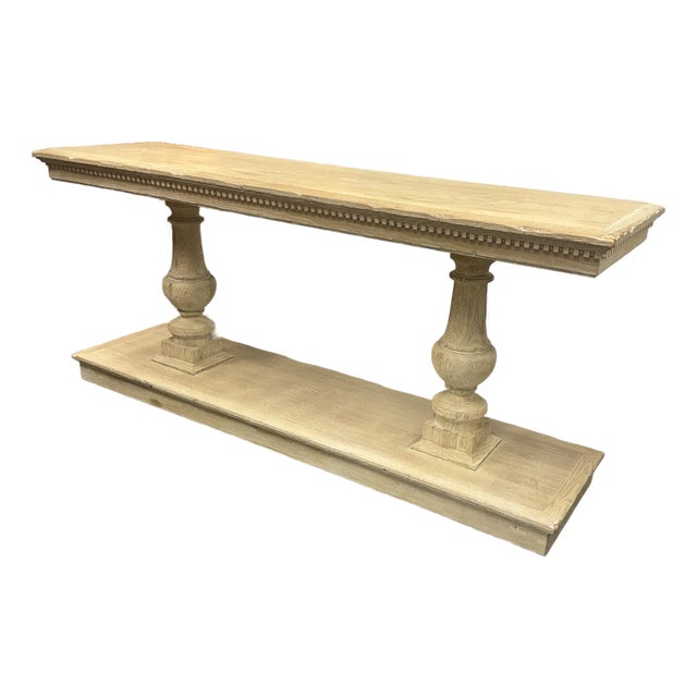 Restoration Hardware 15th C. Dual-Baluster Oak Console Table For Sale
